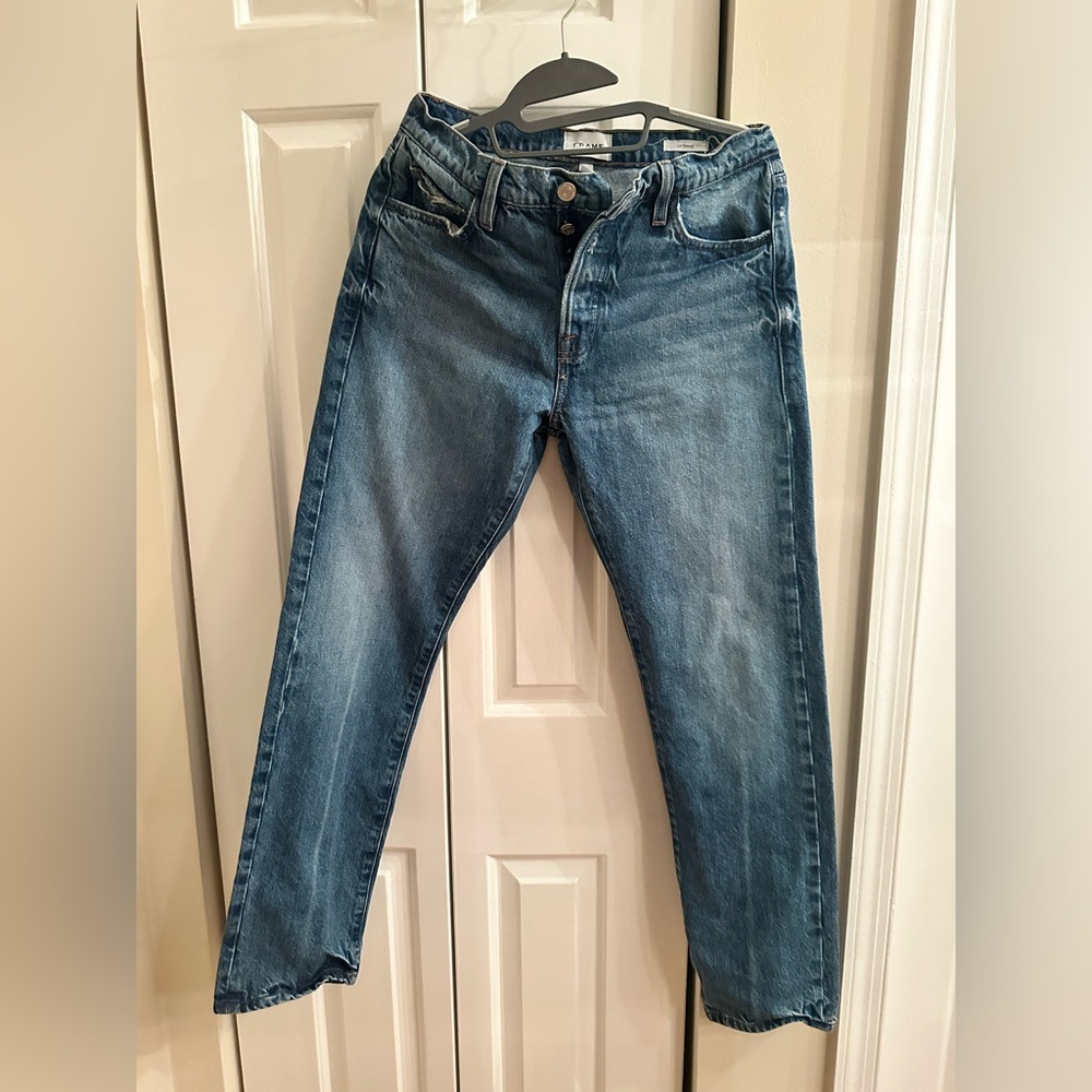 FRAME $258 Le Slouch Straight Leg Jeans In Blue Wash Size 25 - Picture 2 of 11
